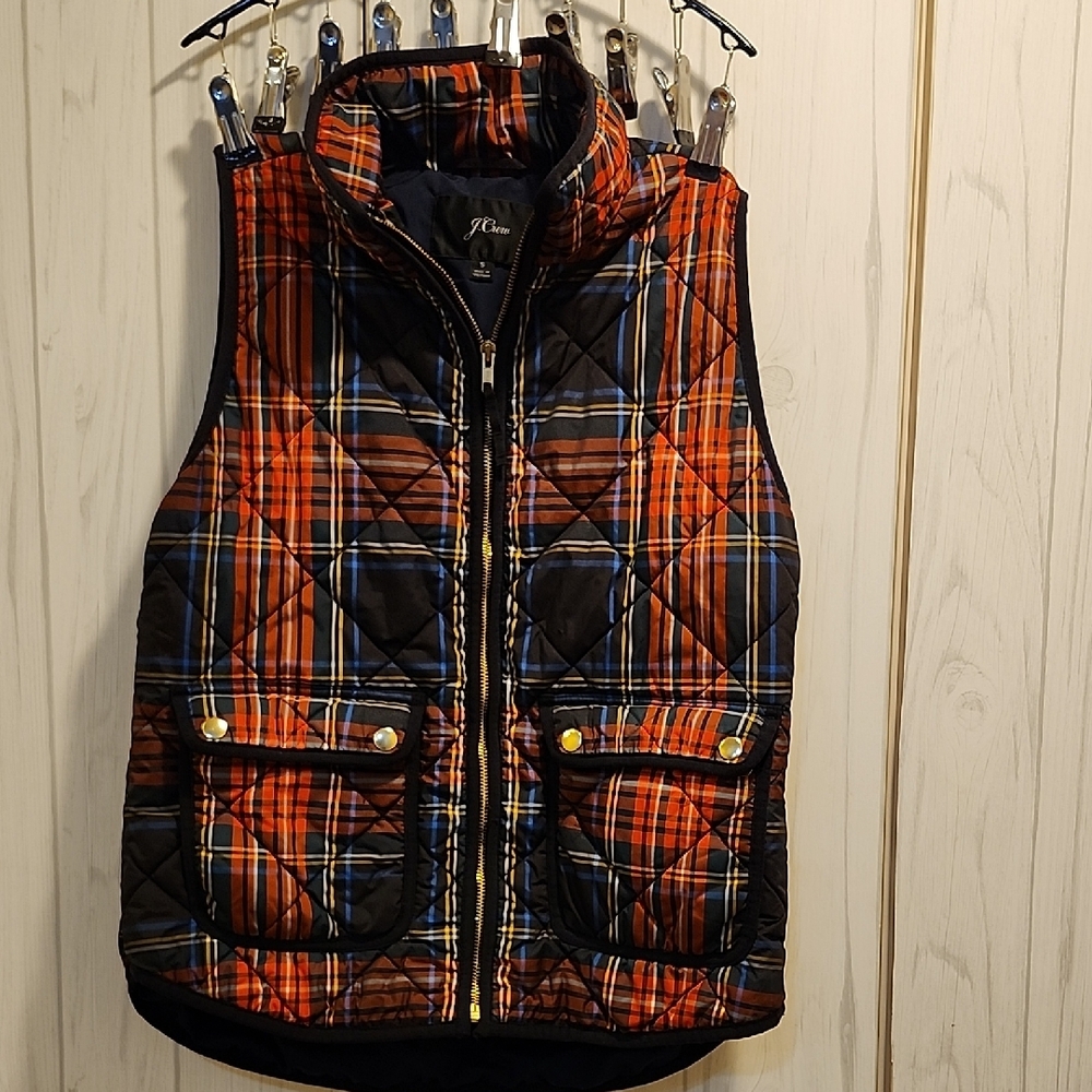 J.Crew Multicolor Plaid Quilted Vest